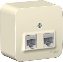 Розетка компьютерная накладная Systeme Electric Blanca 2-м. RJ45+RJ45 5e молочный картинка